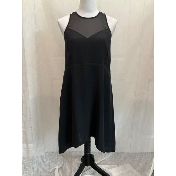 Madewell Midi Black Sheath Dress With Sheer Neckline & Keyhole New Medium - Picture 2 of 6